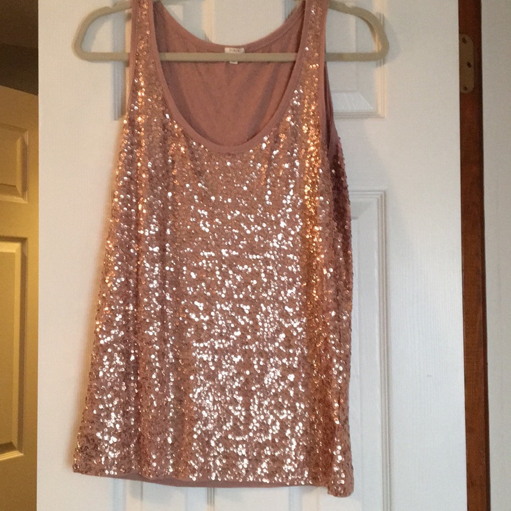J.Crew rose gold sequin tank top. Size M
